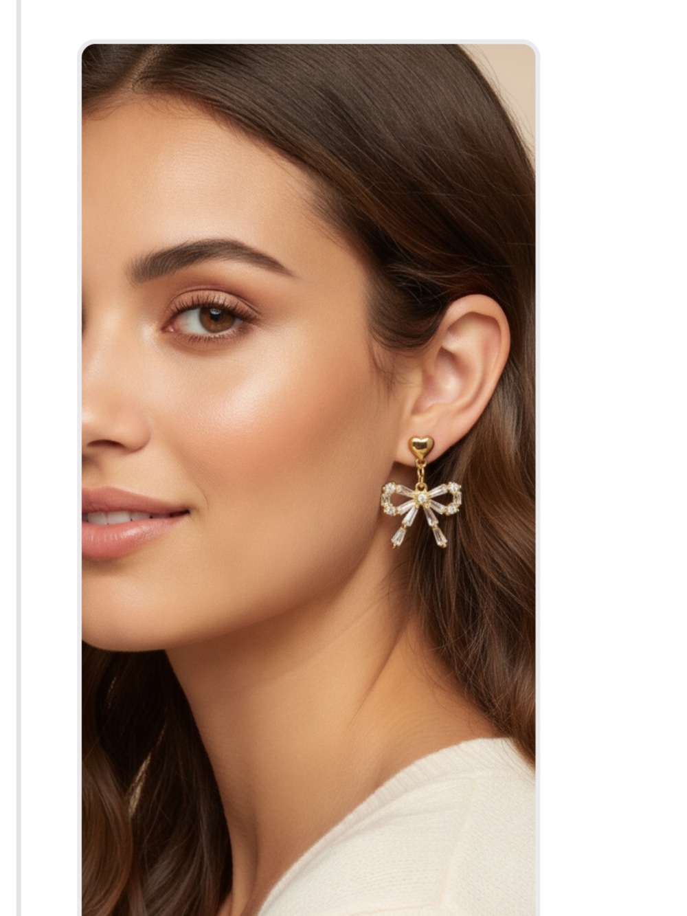 NWT Betsey Johnson Gold Crystal Bow Stud Earrings NIB Gift , Wedding $25